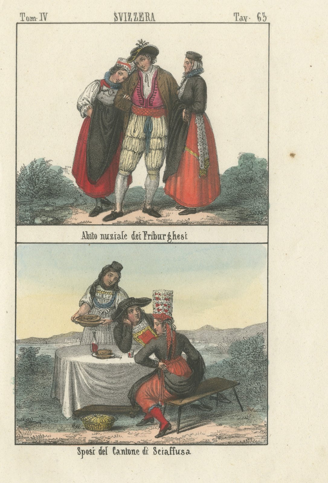 Fribourg Wedding Dress and a Bridal Couple of Schaffhausen, 1842
