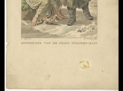 Prince William Sound Alaska Indigenous Family, Antique Costume Print, c.1805, close-up 2