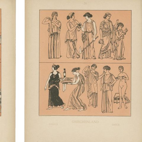 Set of 9 Antique Greek Costume and Antiquity Prints by Wasmuth, Berlin c.1900, close-up 2
