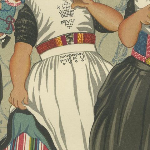 Children’s Traditional Dress from Urk with Embroidered Aprons and Silver Details, close-up 6