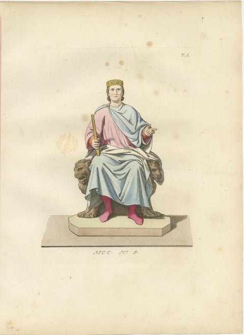 Royal and Noble Costume Prints: d'Anjou, Military Attire, Young Squire, 1845, view 2