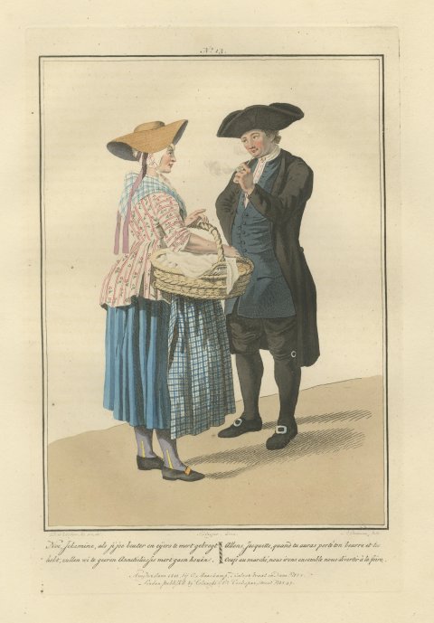 Off to the Fair with Butter and Eggs, Dutch Costume Print, 1811