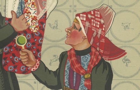 Hindeloopen Family with Painted Cradle, Dutch Costume, 1932, close-up 4