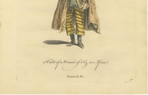 Habit of a Woman of Fez in Africa, Elegant Costume Engraving, 1749, close-up 5
