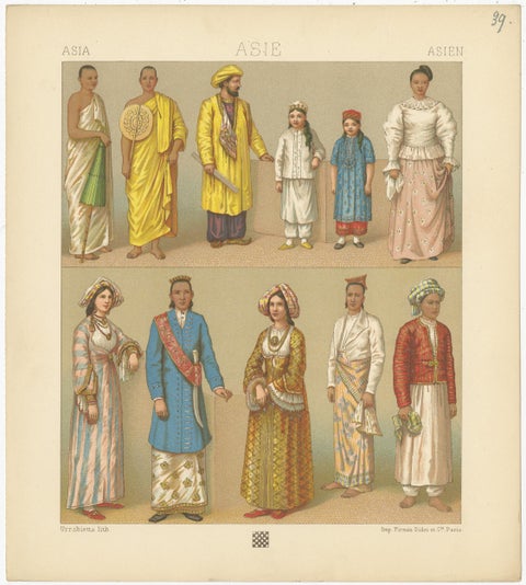 Pl. 39 Antique Print of Asian Clothing by Racinet, 'circa 1880', view 2