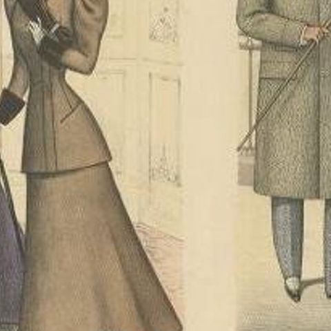 Antique Fashion Print Published in February, 1898, close-up 2
