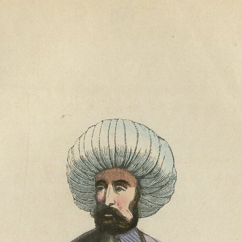 Turkish Religious Scholar - Antique Ottoman Costume Lithograph, c.1852, close-up 5