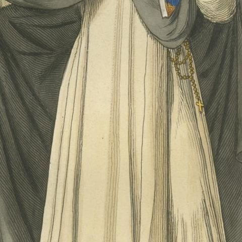 15th Century Dominican Friar, Antique Costume Print, Published 1845, close-up 6