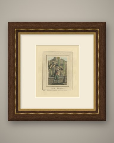 Hair Brooms, Shoreditch Church, Cries of London, 1804, shown framed