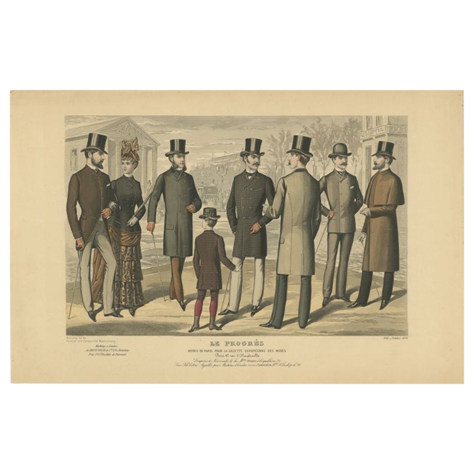 Antique Fashion Print from Le Progrès, October 1886, Good Condition