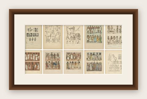 Antique Egyptian Costume, Culture and Primitive Time Plates, c.1900, shown framed