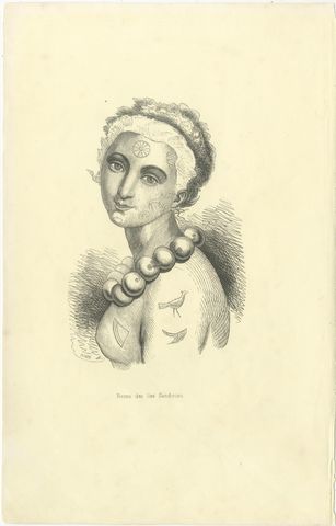 Queen of the Sandwich Islands, Antique Wahlen Costume Print, 1843-1844, view 2