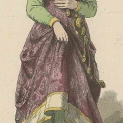 Antique Costume Print of a German Princess by Lipperheide, c.1880, close-up 2