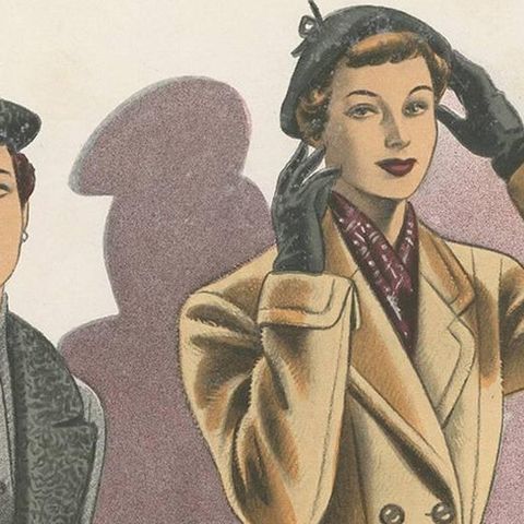 Original Vintage Fashion Print published in Ladies Styles, 1952, close-up 1