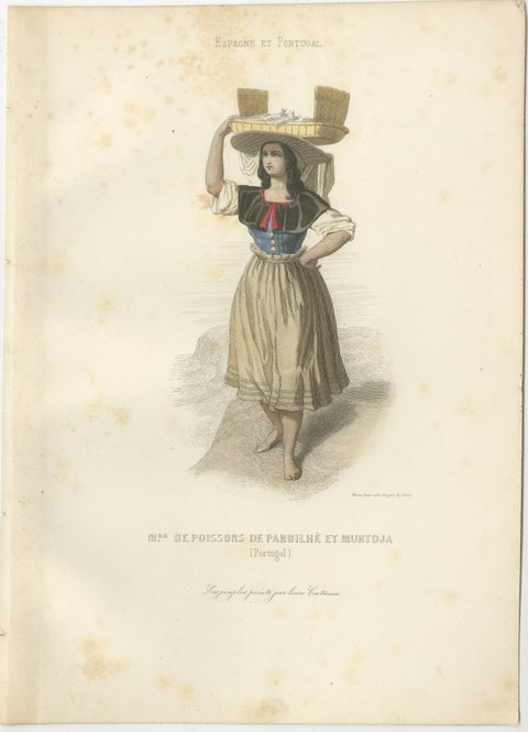 Set of Four Antique Portuguese & Madeira Folk Costume Engravings, circa 1850, view 2