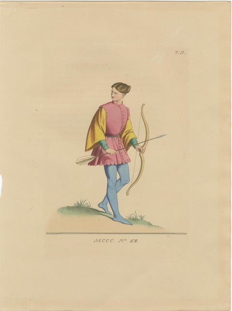 Set of 10 Hand-Colored Medieval Costume Prints by Paul Mercuri, Paris 1845, view 8