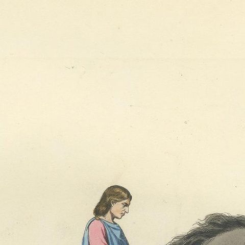 Podestat de Milan Antique Print, 1860, Historical Costume Art, close-up 1