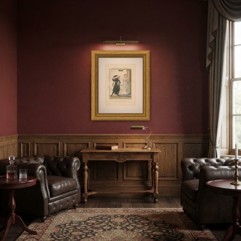 The Aanspreker announcing a Death, Dutch Custom Print, 1811, shown framed in a room