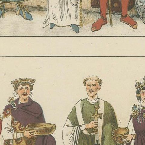Byzantine Costume Plate 800–1100, Antique Hand-Colored Print c.1880, close-up 6