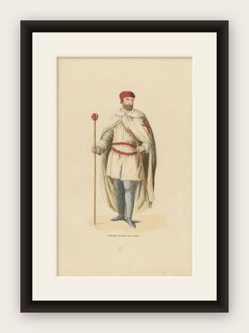 Templar in War Attire with Staff, Costume Di Moyen Age, 1847, shown framed