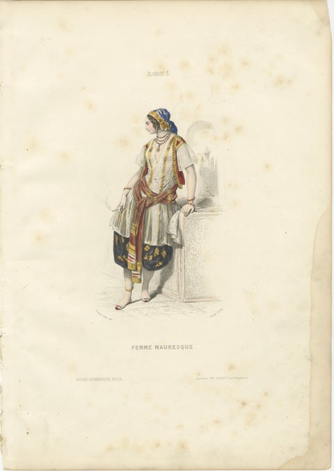 lgeria Moorish Woman, Hand-Colored Costume Lithograph, 1853, view 2