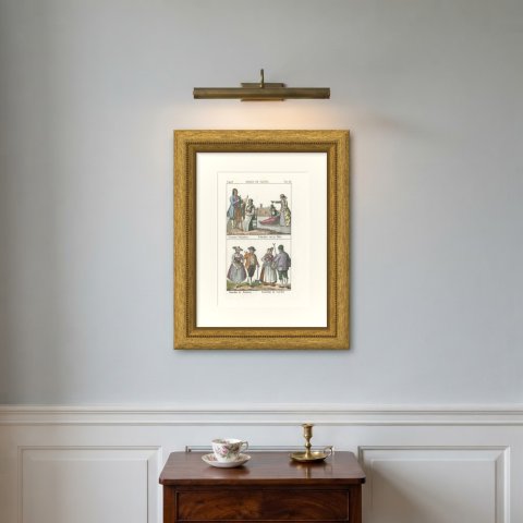 Frisian Fishermen, a Sledge on Ice and Peasants of Schouwen and Walcheren, 1842, shown framed on a wall