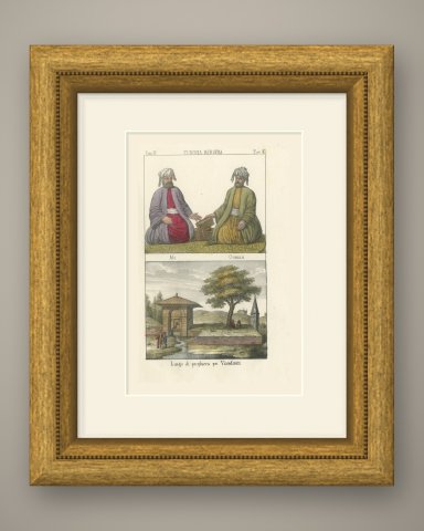 Ottoman Turks Ali and Osman and a Roadside Place of Prayer, 1842, shown framed