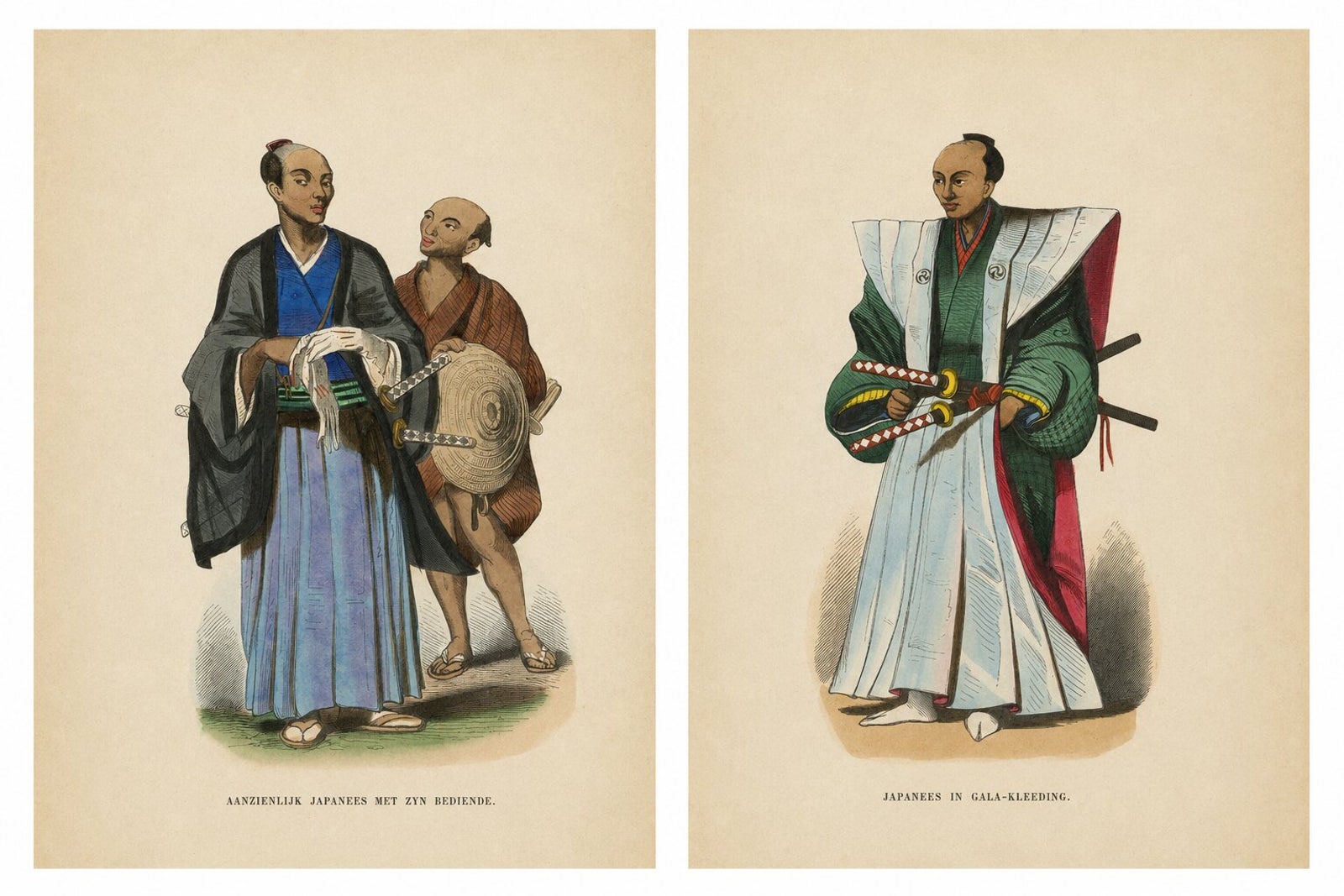 Japanese Nobleman & Samurai Court Dress Costume Lithographs, 1852