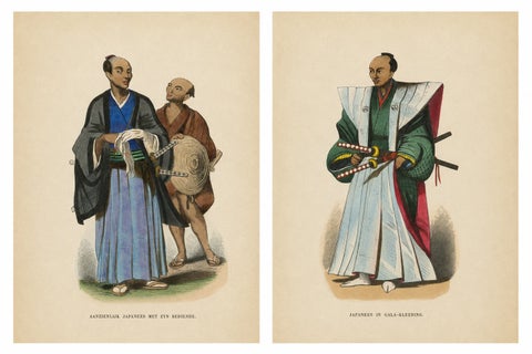 Japanese Nobleman & Samurai Court Dress Costume Lithographs, 1852
