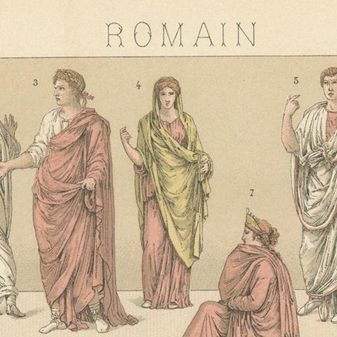 Pl. 29 Antique Print of Roman Clothing by Racinet, 'circa 1880', close-up 1