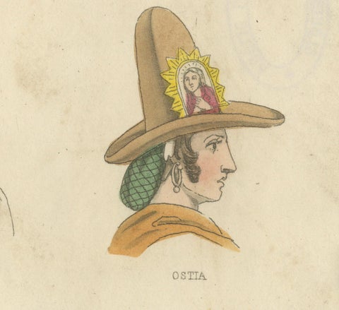 Traditional Headdresses from Italy and France: Florence, Ostia, Castà, 1823, close-up 2