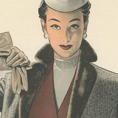 Vintage Fashion Print 'Pl. 16506' Published in Le Tailleur Moderne, 1954, close-up 1