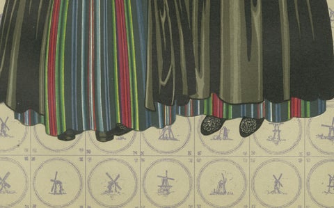 Lithograph of Walcheren Women’s Daily Dress with Bonnets and Beuk, ca. 1860–1890, close-up 2