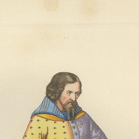 Antique Print of a 14th Century French Nobleman by Bonnard, 1860, close-up 1