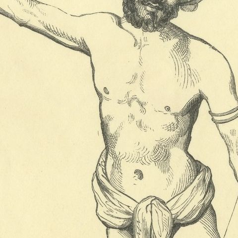 Native of Vatou-Lele, Fiji, Antique Wahlen Costume Print, 1843-1844, close-up 3