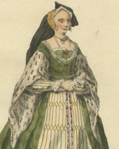 Habit of Jane Seymour, Queen to Henry VIII in 1536, Jefferys Plate, 1757, close-up 1