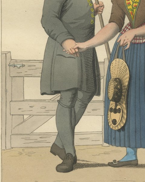 Mennonites of Kampereiland on the Way to Meeting, Dutch Costume, circa 1820, close-up 2