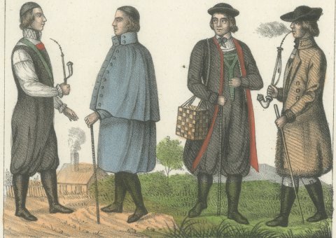 Altenburg Everyday and Festive Dress with Bridal Couple, Lithograph, 1842, close-up 1