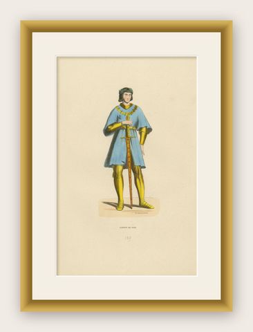 Noble Bearing: Gaston de Foix as Illustrated in 'Costume du Moyen Âge', 1847, shown framed
