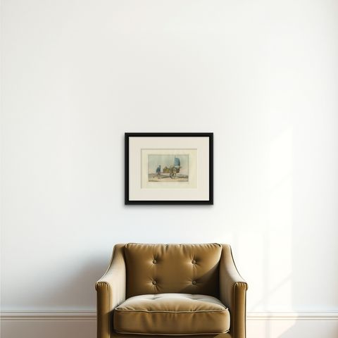 Chinese Wind Chariot Merchant, Ferrario Costume Print, Hand-Colored c.1815, shown framed on a wall