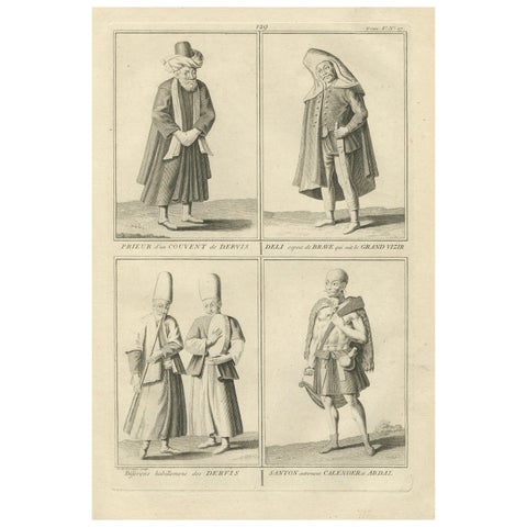 Ottoman Dervish Costumes and Soldiers from the 18th Century, Engraved in 1734