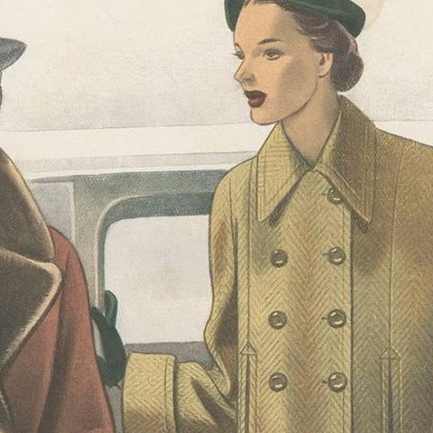 Vintage Fashion Print 'Pl. 14305' Published in Ladies Styles, 1952, close-up 1