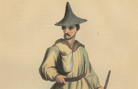 Traditional Korean Attire in 19th Century Hand-Colored Lithograph, close-up 2