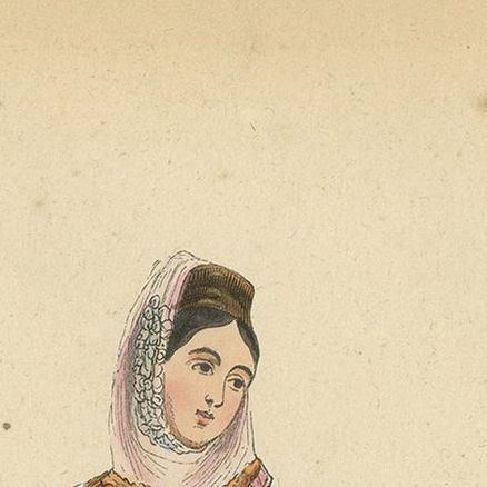 Jeune Fille Arménienne Antique Print, Costume Art, 19th Century, close-up 1