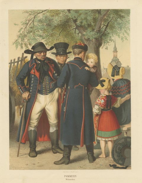 Antique Costume Print of Traditional Attire of Pomerania: Weitzacker in 1870, view 4