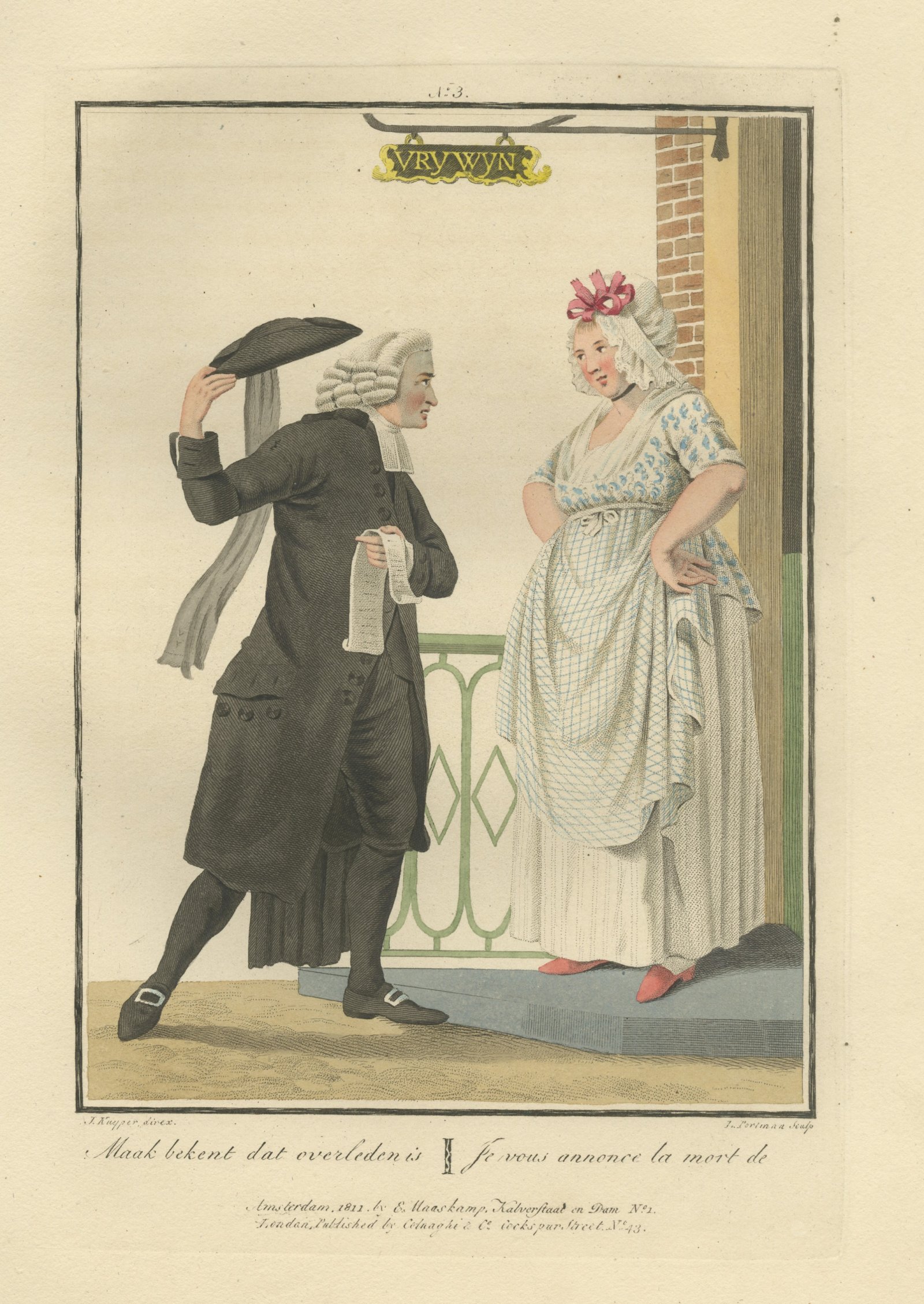The Aanspreker announcing a Death, Dutch Custom Print, 1811