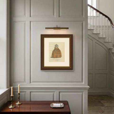 Habit of Queen Elizabeth in 1559, Hand Colored Jefferys Costume Plate, 1757, shown framed on a wall