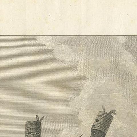 Antique Print of Burmese Natives in War Costume of old Burma (1800), close-up 1