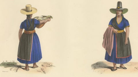 Peruvian Women of Lima, Cheese Seller and Regional Costume, Original 1841, close-up 2