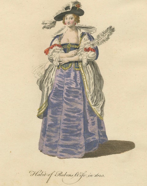 1620 Elegance: The Attire of a Painter's Muse Engraved, circa 1756, close-up 1